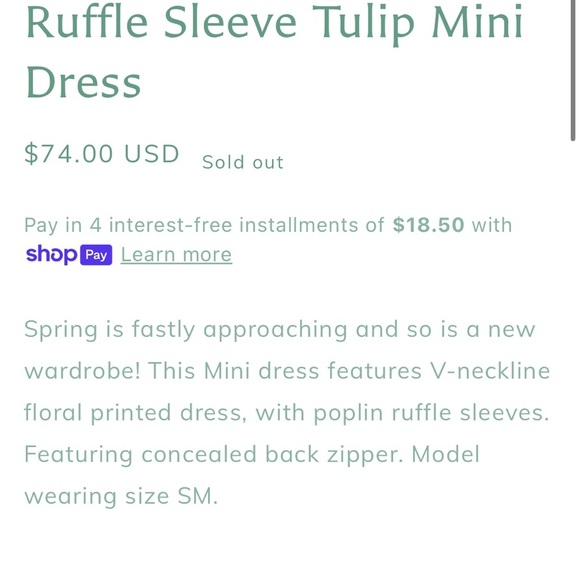 Flutter sleeve tulips Mini Dress - Picture 6 of 6